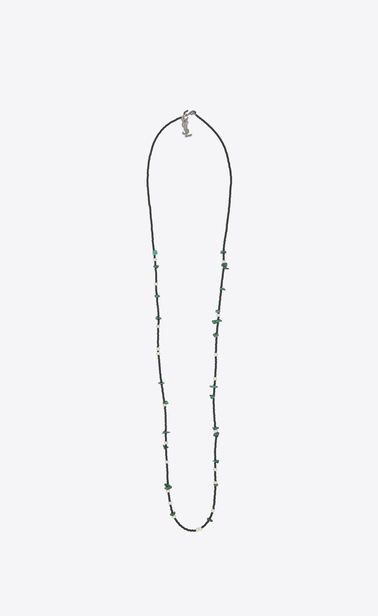 triba necklace in silver-toned brass with green beads